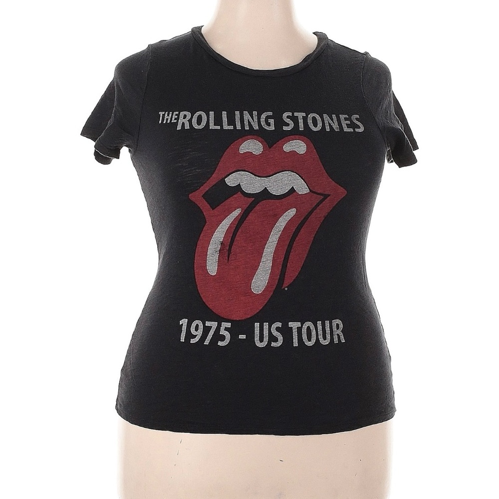 The Rolling Stones Black Fitted Cap Sleeve Graphic Tee
